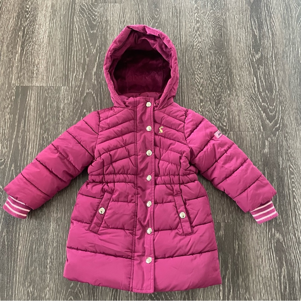 Joules Baby Girl Hartwell Berry Color Puffer Coat Size 1Y